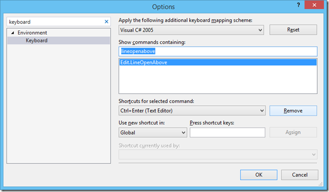 enabling visual studio hotkeys